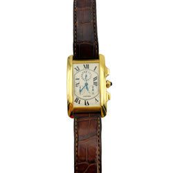 Montre CARTIER "Tank Américaine Chronoflex" en or jaune et cuir
