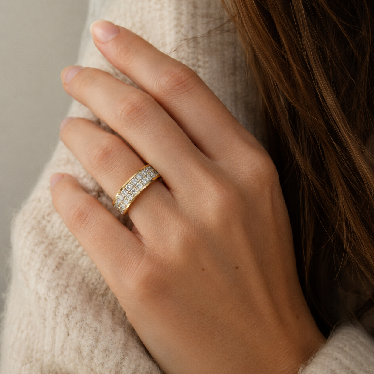 Bague Bandeau en or blanc, or jaune et diamants