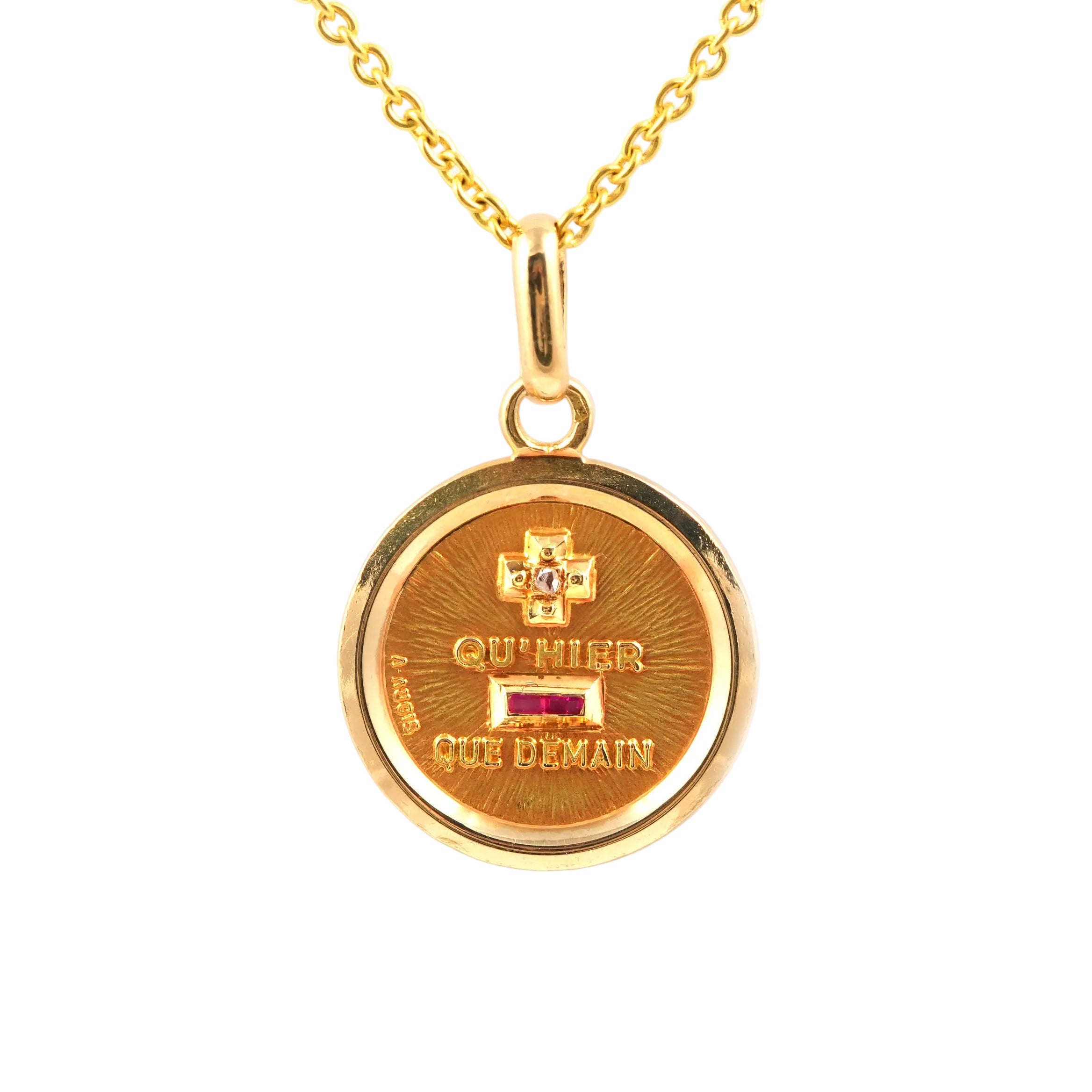 Pendentif AUGIS en or jaune, rubis et diamant