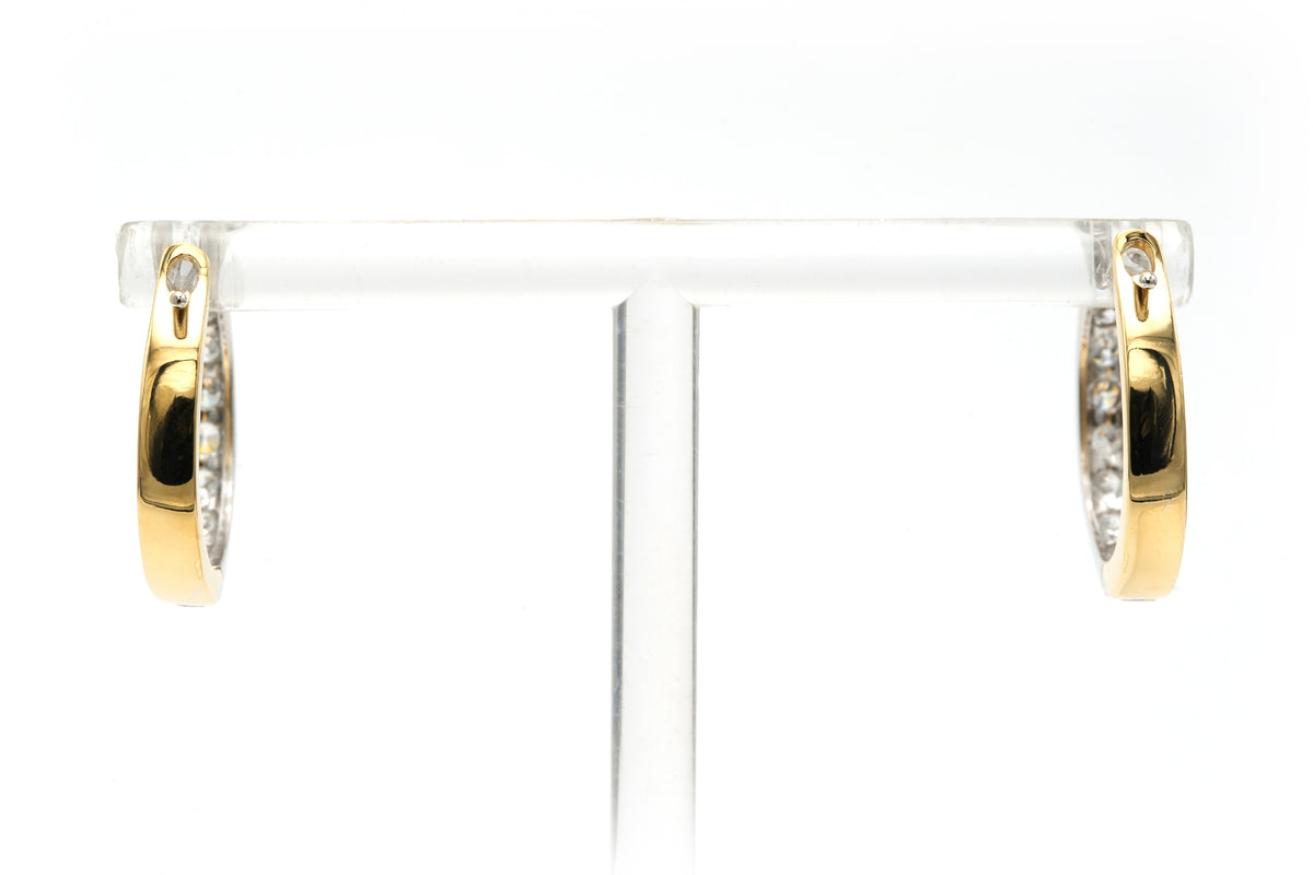 Boucles d'oreilles en or blanc, or jaune et diamants