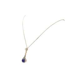 Collier Pendentif en or jaune, argent, saphir et diamants