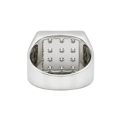 Bague Chevalière en or blanc et diamants