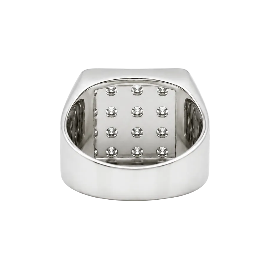 Bague Chevalière en or blanc et diamants