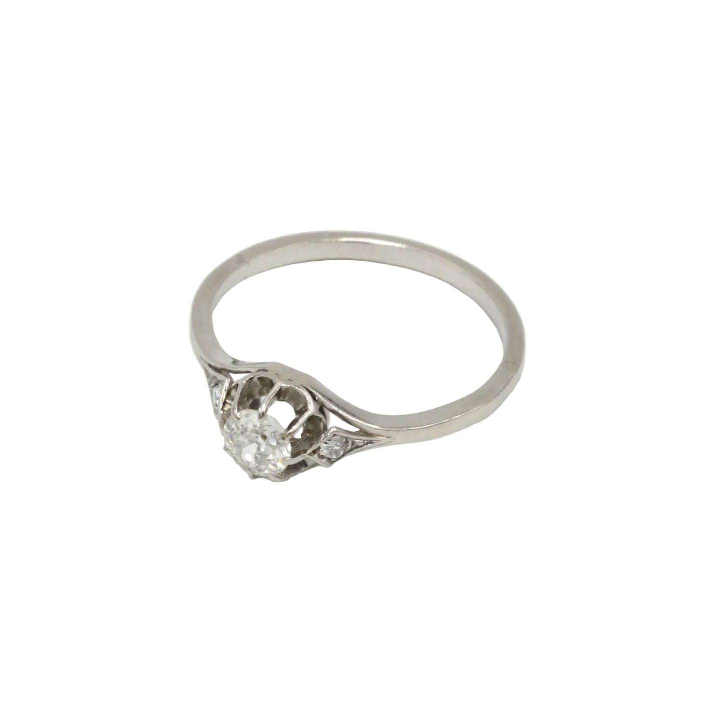 Bague Solitaire en platine et diamants