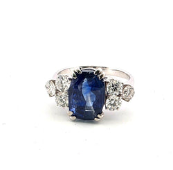 Bague Trilogie en or blanc, saphir et diamants