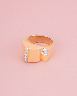 Bague tank en or jaune 18 carats et diamants