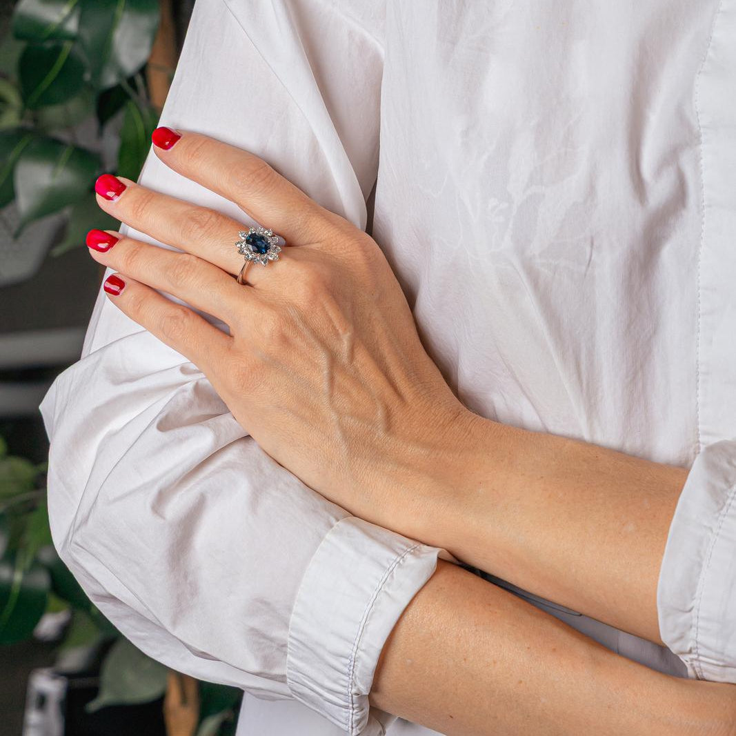 Bague Pompadour Or blanc Saphir
