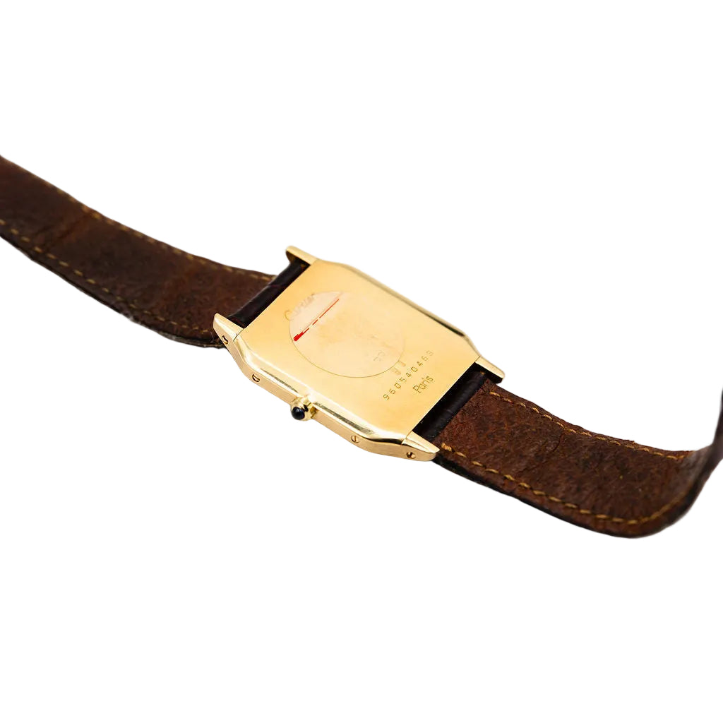 Montre CARTIER "Santos-Dumont" en or jaune et cuir