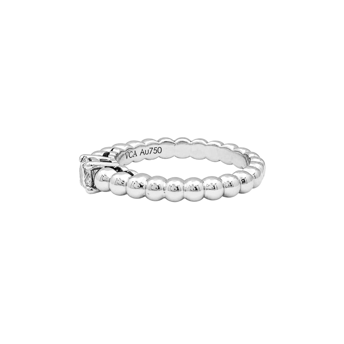 Bague Solitaire VAN CLEEF & ARPELS "Solitaire Perlée" en or blanc et diamant