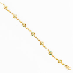 Bracelet Art Deco en or jaune, platine, perles, émeraudes et diamants
