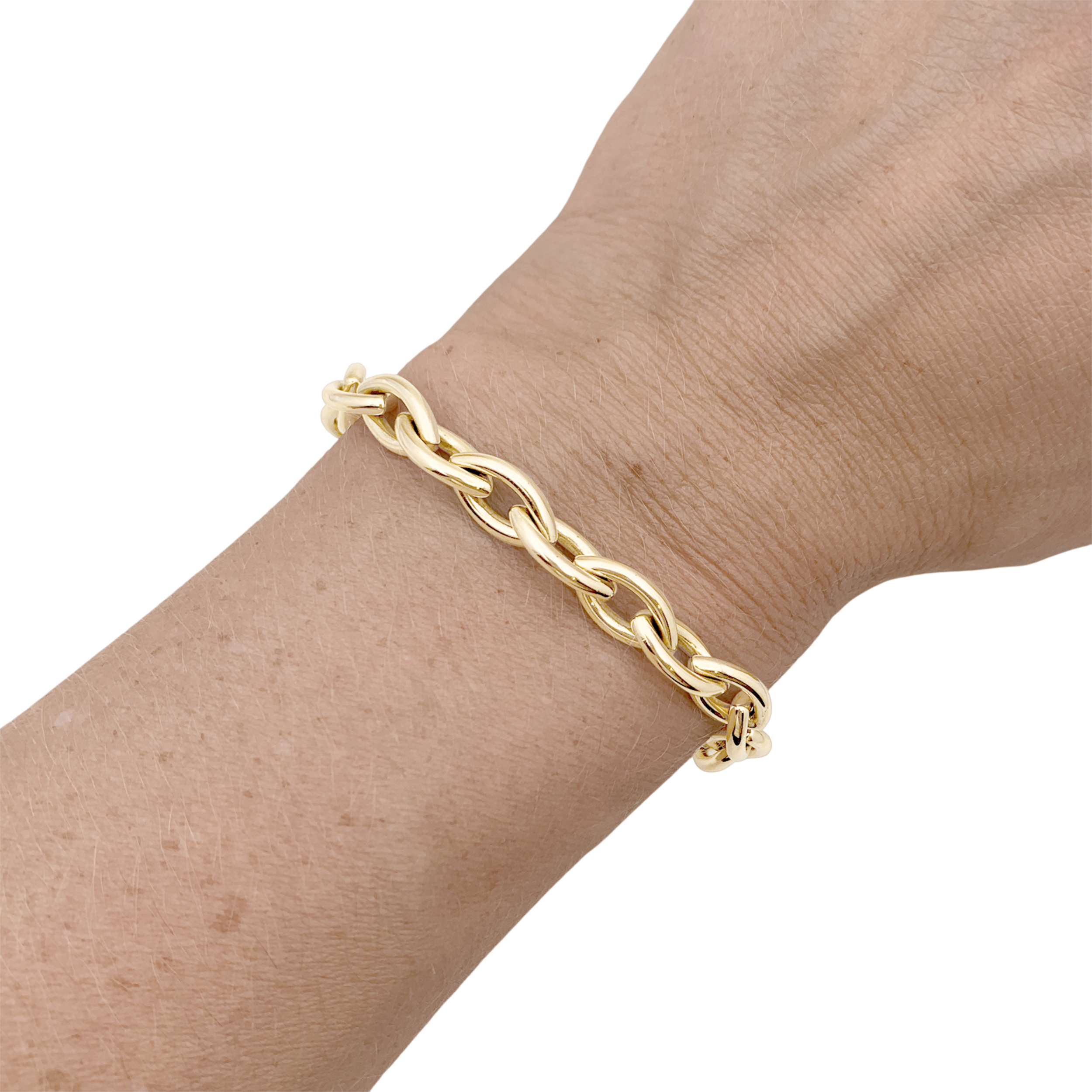 Bracelet Poiray, or jaune maillons navettes.