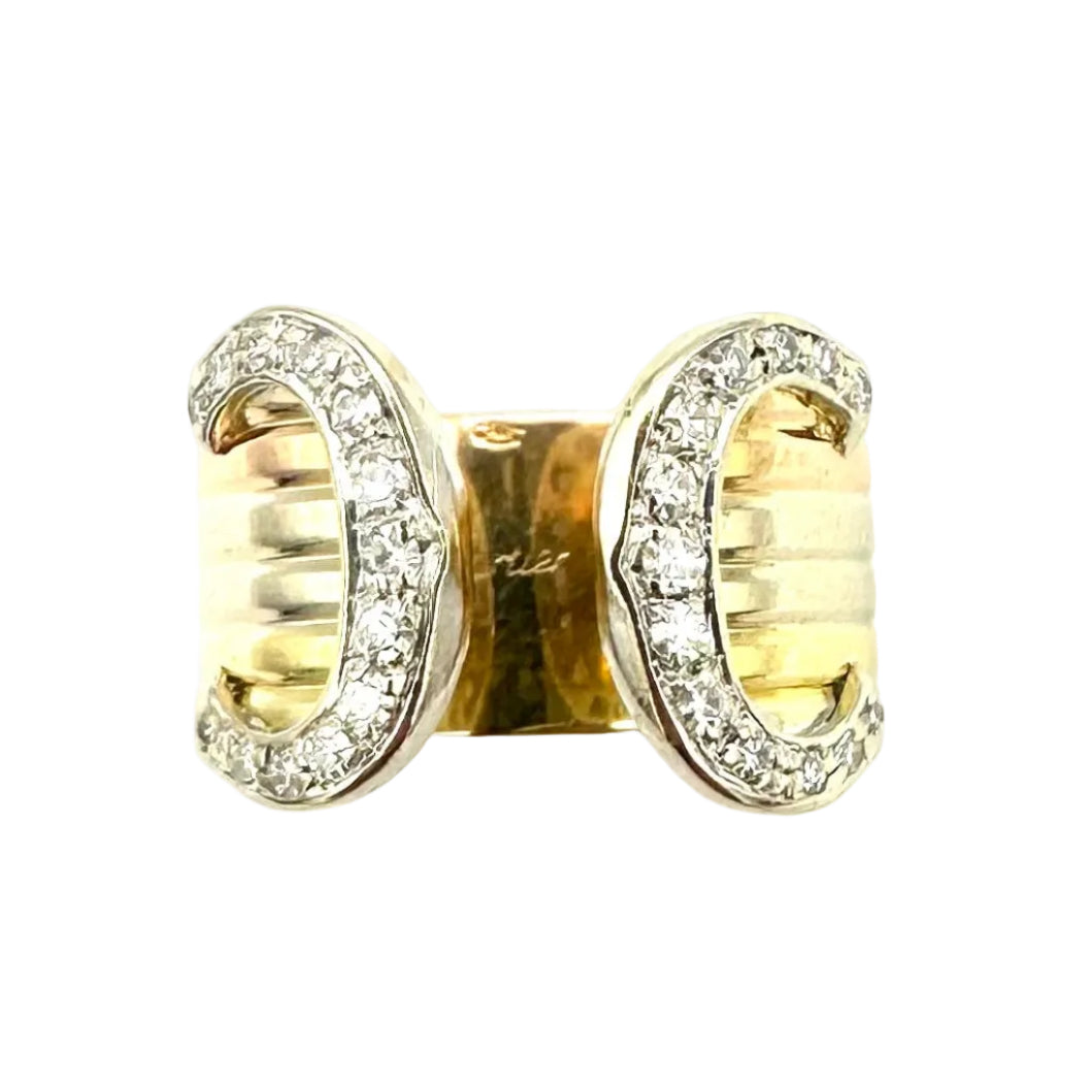 Bague CARTIER Double C en or blanc, or jaune, or rose et diamants