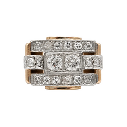 Bague Tank en or rose et diamants