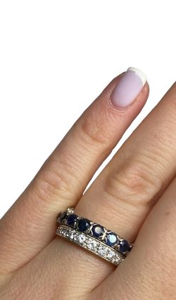 BAGUE AMOVIBLE OR 18K DIAMANTS RUBIS SAPHIRS (T.51)