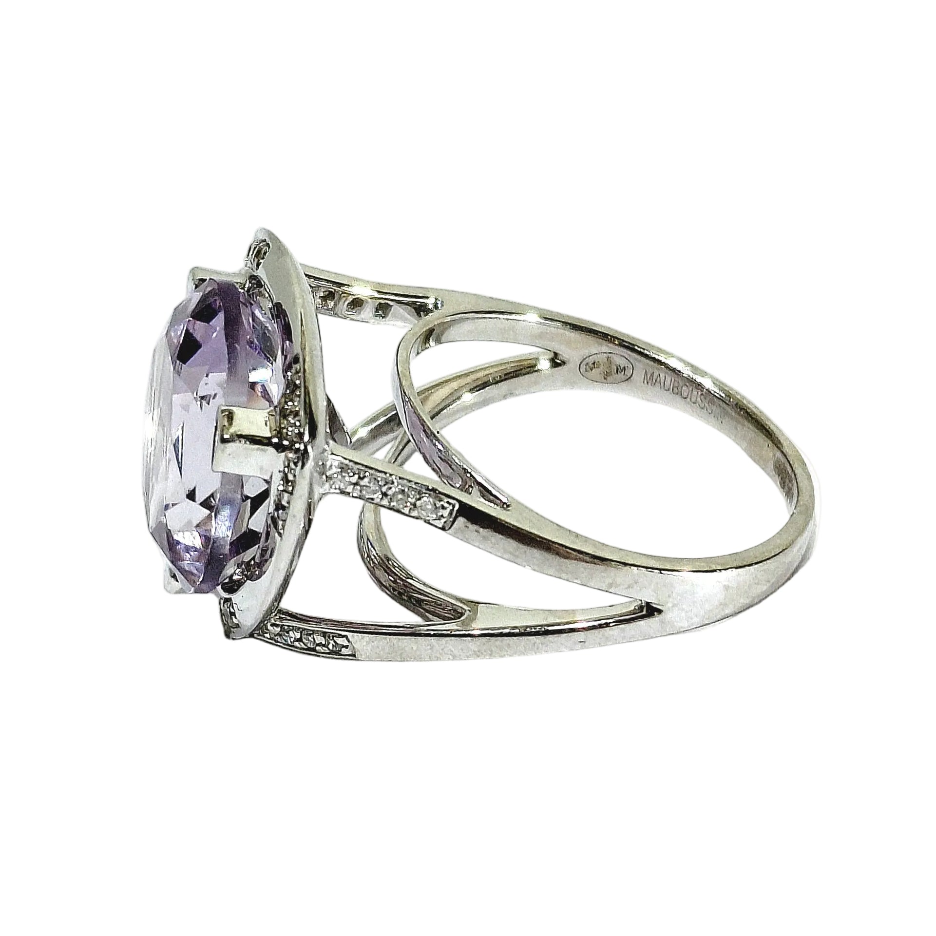 Bague Solitaire MAUBOUSSIN "Mes coules à toi" en or blanc, améthyste et diamants