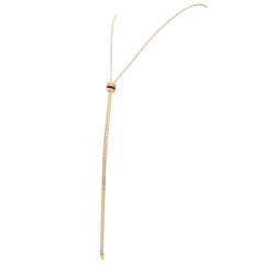 Collier Boucheron « Cravate Quatre Red Edition », 3 ors, céramique rouge, diamants. Petit modèle.