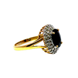 Bague Cocktail en or jaune, saphir et diamants