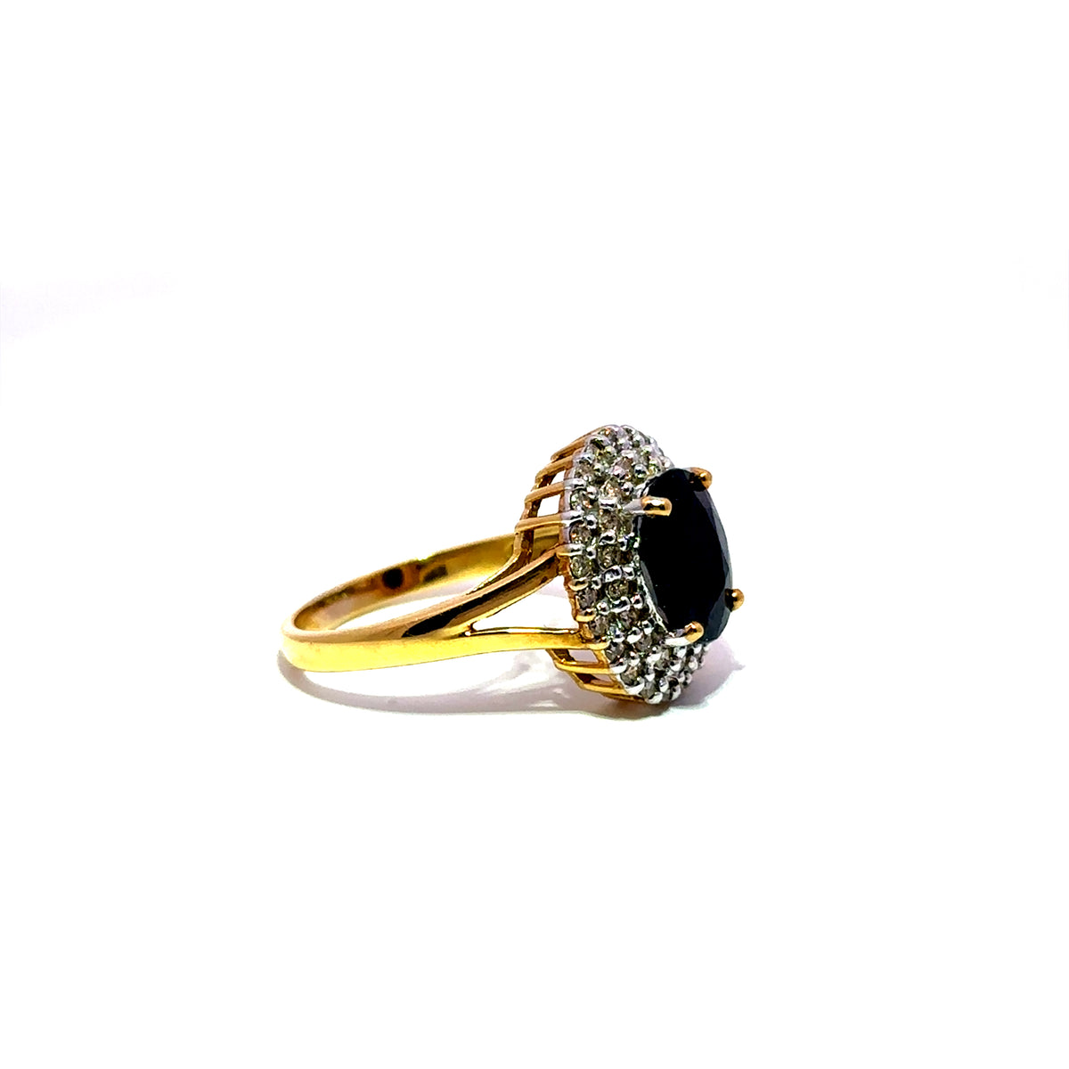 Bague Cocktail en or jaune, saphir et diamants