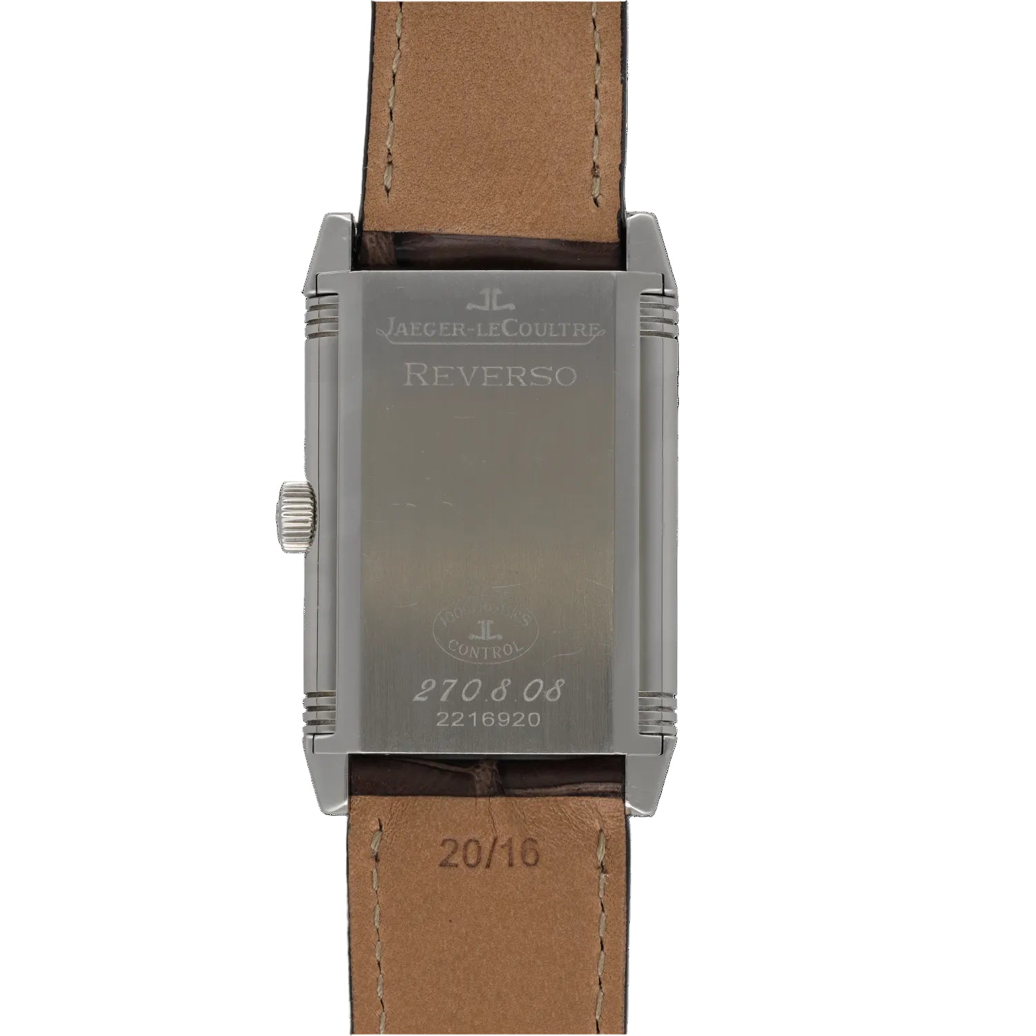 Montre JAEGER-LECOULTRE "Reverso" GM en acier et cuir