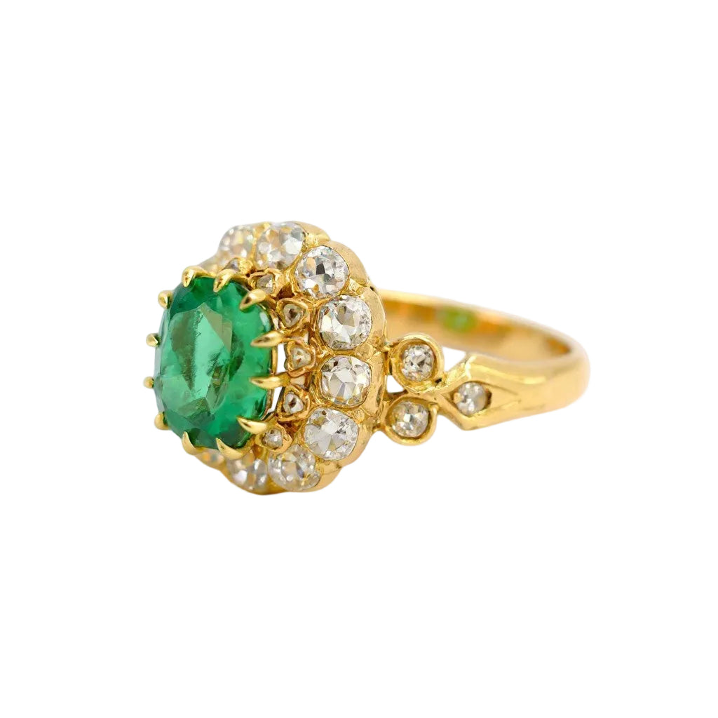 Bague Cocktail en jaune, émeraude et diamants
