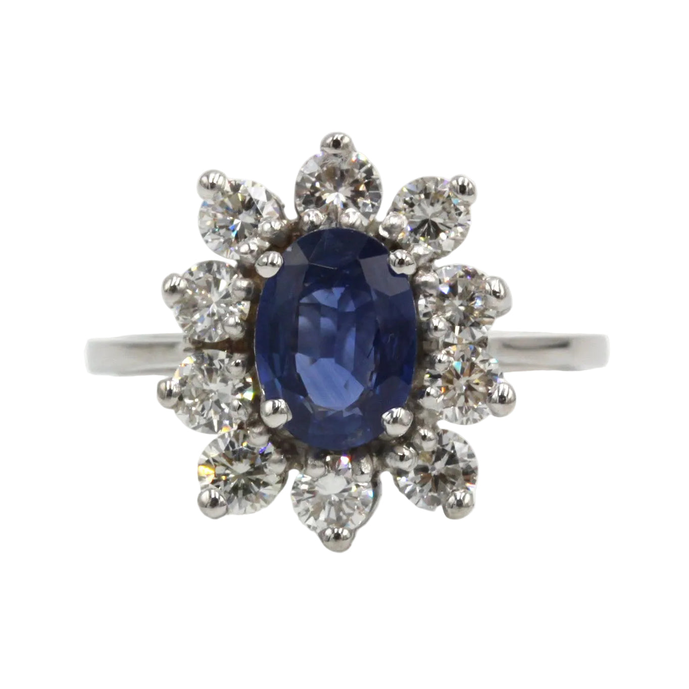 Bague Marguerite en or blanc, saphir et diamants