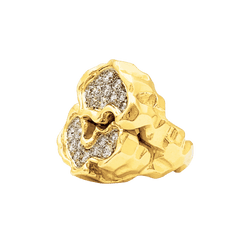 Bague vintage, or jaune, platine, diamants.