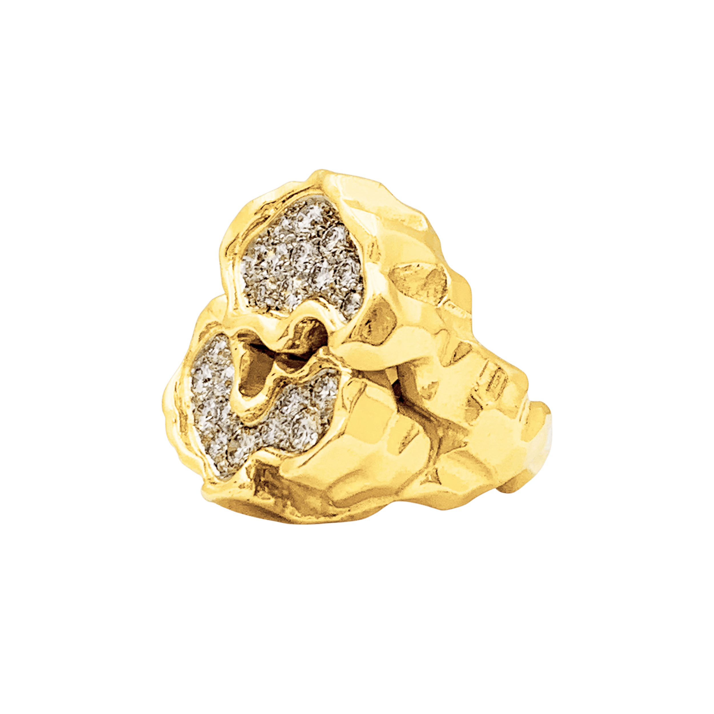 Bague vintage, or jaune, platine, diamants.