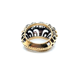 Bague tank jarretière en or jaune et diamants