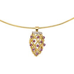 Collier Pendentif en or blanc, or jaune, rubis et diamants