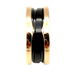 Bague Bandeau BULGARI "B.Zéro1" en or rose et céramique