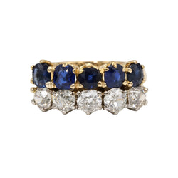 Bague Alliance en or blanc, or jaune, saphirs et diamants