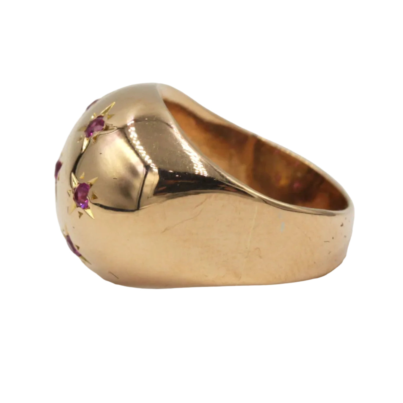 Bague Dôme en or jaune et rubis