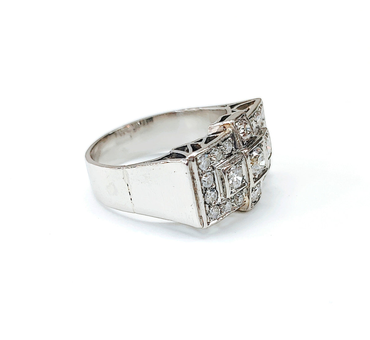 Bague Tank en platine et diamants