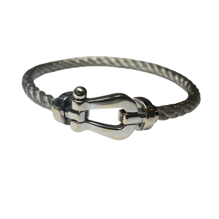 Bracelet FRED "Force 10" GM en or blanc et acier