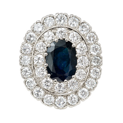 Bague Pompadour en or blanc, or jaune, saphir et diamants