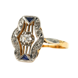 Bague en or blanc, or jaune, saphirs et diamants