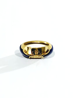 Bague Jonc en or jaune, lapis-lazuli et diamants