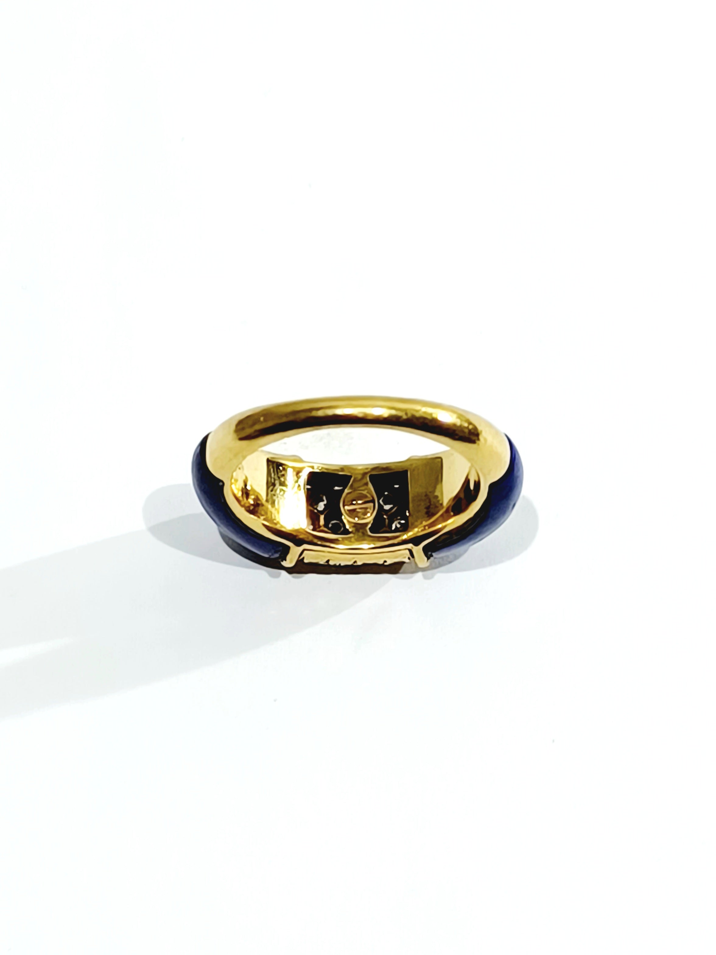 Bague Jonc en or jaune, lapis-lazuli et diamants