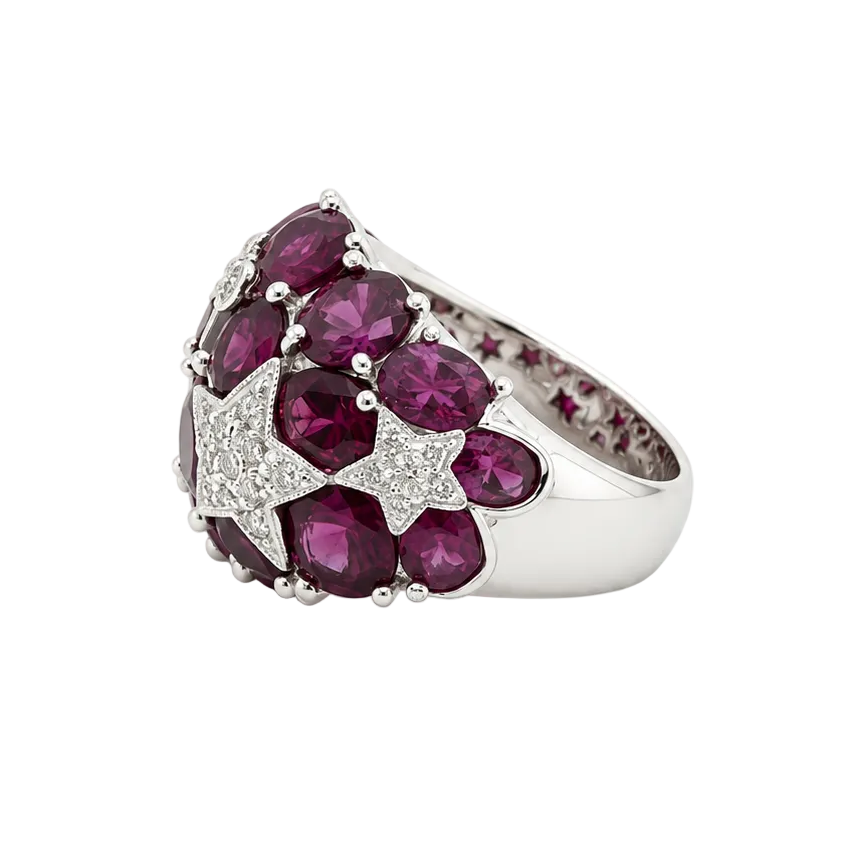 Bague Dôme en or blanc, tourmalines et diamants