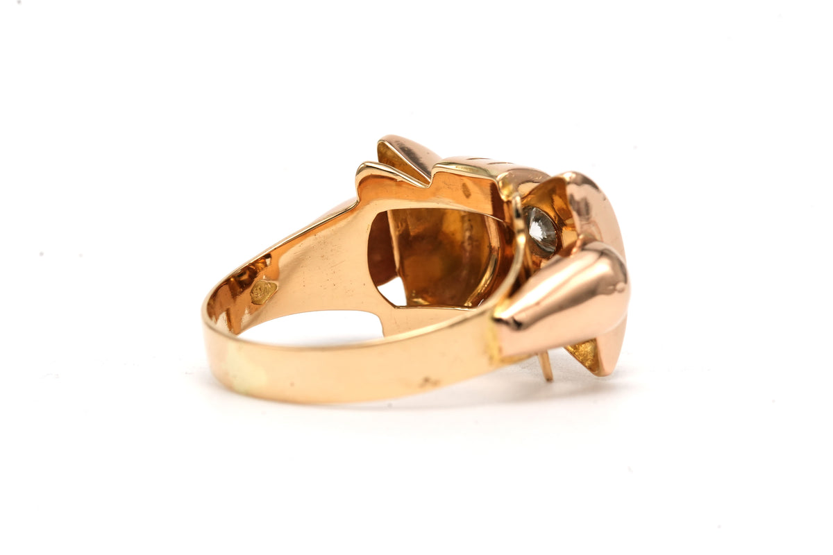Bague Tank en or jaune et diamants