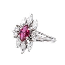 Bague Marquise Or blanc Rubis