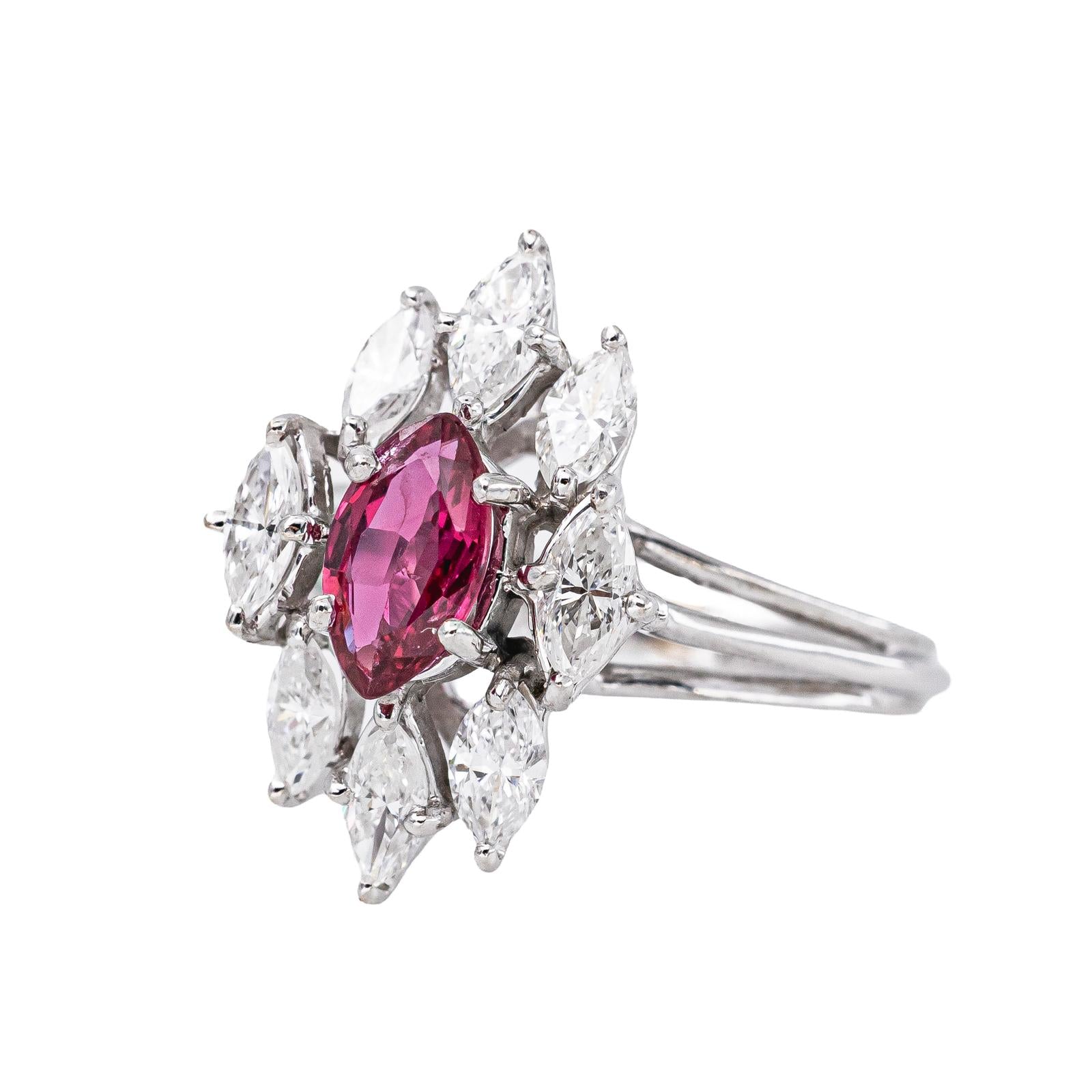 Bague Marquise Or blanc Rubis