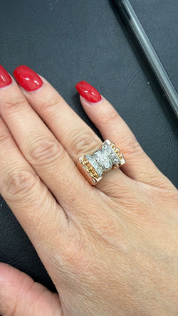 Bague Tank en or blanc, or rose et diamants