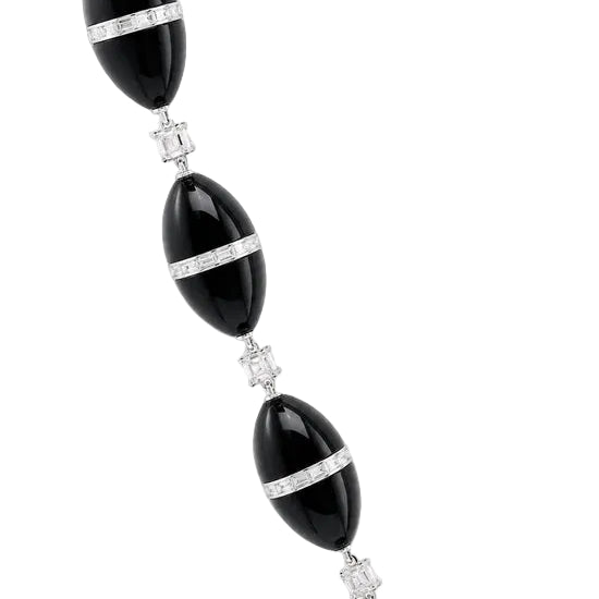 Collier R.CAMPELL en platine, onyx et diamants