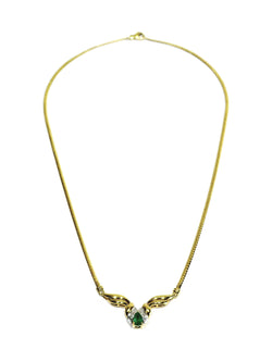 Collier En Or Jaune, Emeraude Et Diamants
