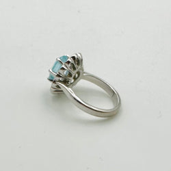Bague Marguerite en or blanc, aigue-marine et diamants