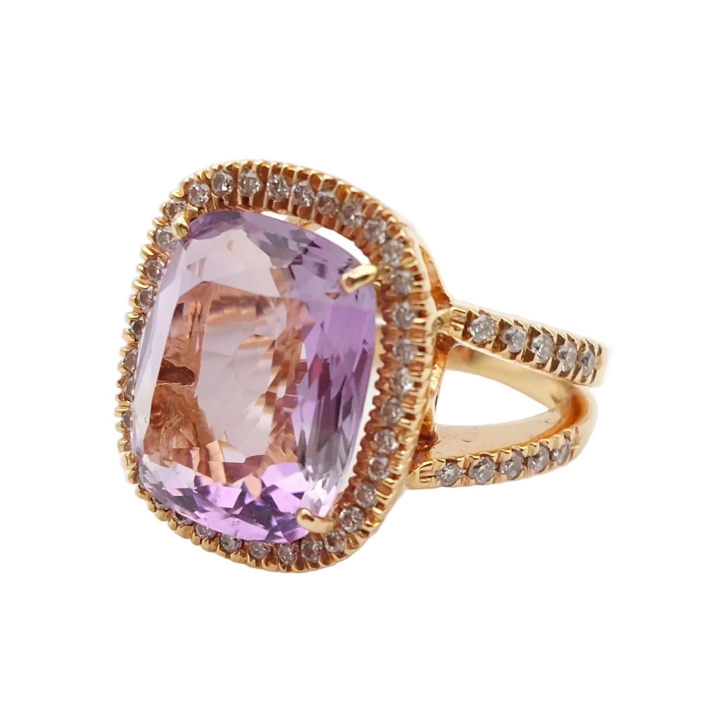 Bague Entourage en or rose, améthyste et diamants