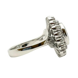 Bague Entourage en or blanc, aigue-marine et diamants