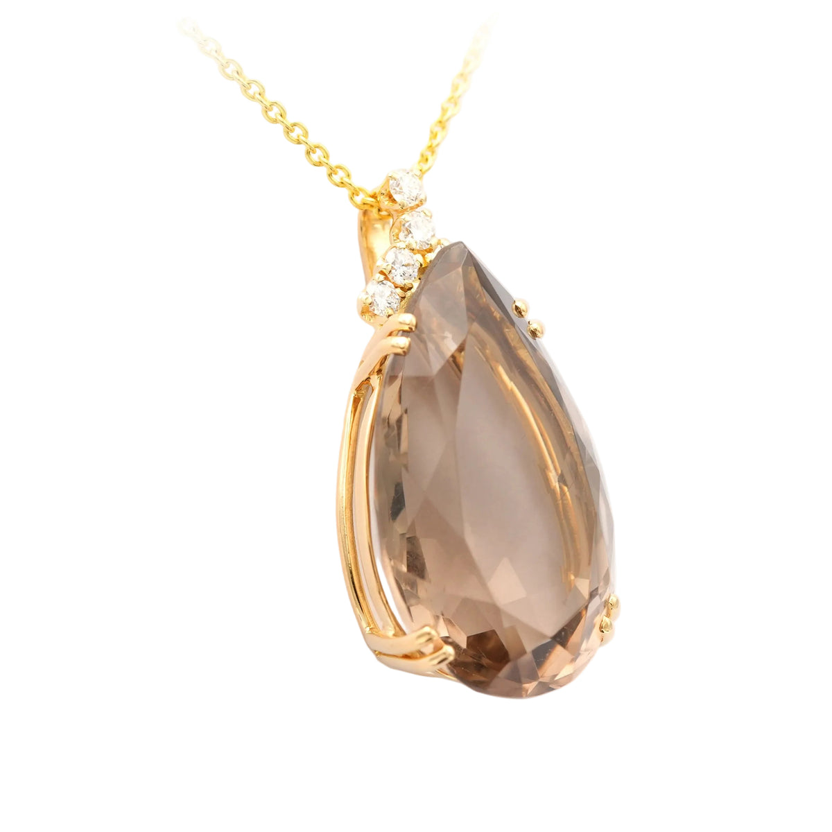 Pendentif en or jaune, quartz et diamants
