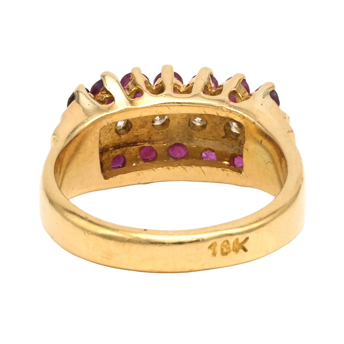 Bague Bandeau en or jaune, rubis et diamants